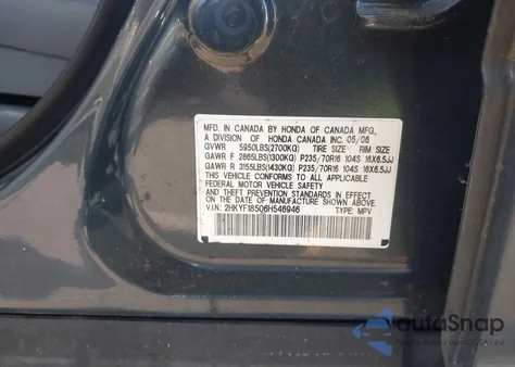 2006 Honda Pilot Ex-L z USA, uszkodzony, nr VIN 2HKYF18506H546946